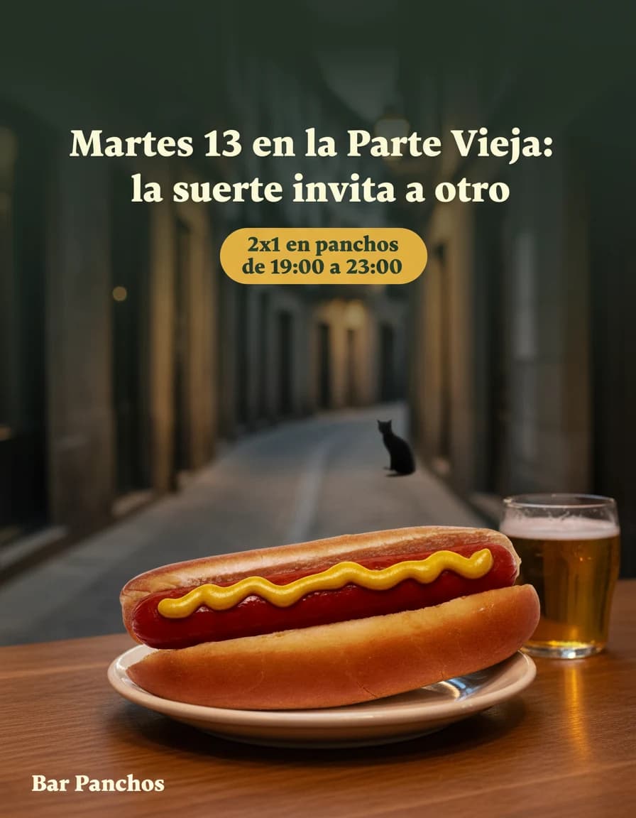 Affiche générée par Mila : « Martes 13 en la Parte Vieja: la suerte invita a otro »