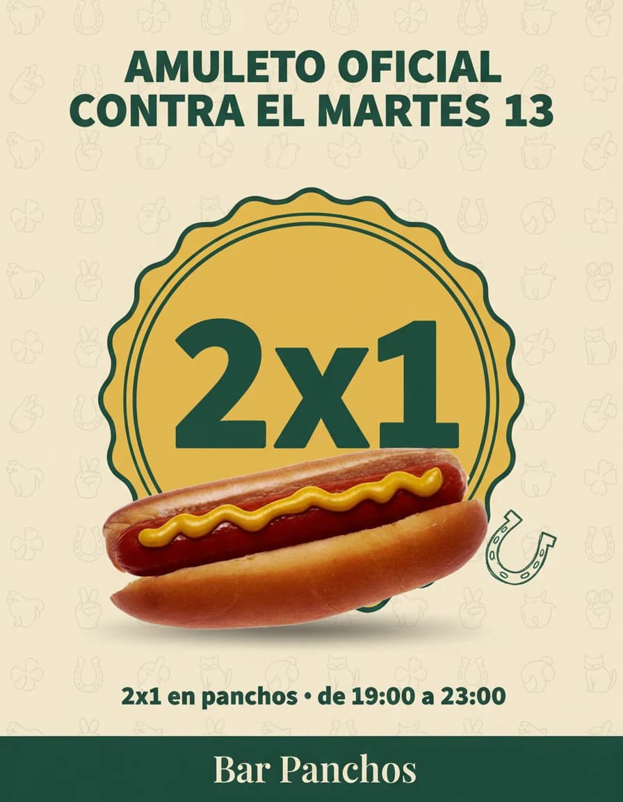 Affiche générée par Mila : « Amuleto oficial contra el martes 13 »